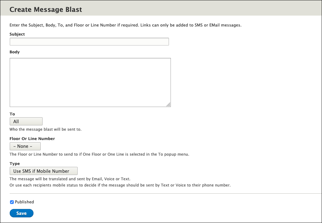 Create Message Blast